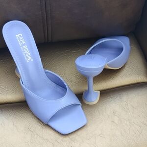 Cape Robbin Lavender Open-Toe Sculpted Heel Mules